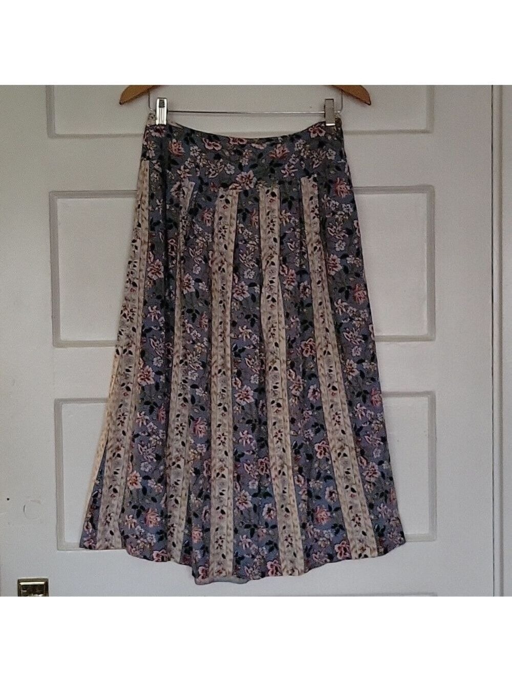 Vintage Nell Flowers Pleated High Waist Floral Rayon Midi Skirt Vintage  Size 12